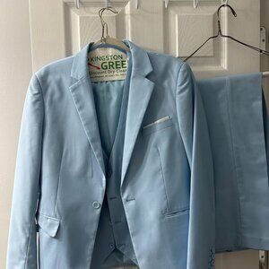 Mage Male Men's Light Blue Three Piece Suit